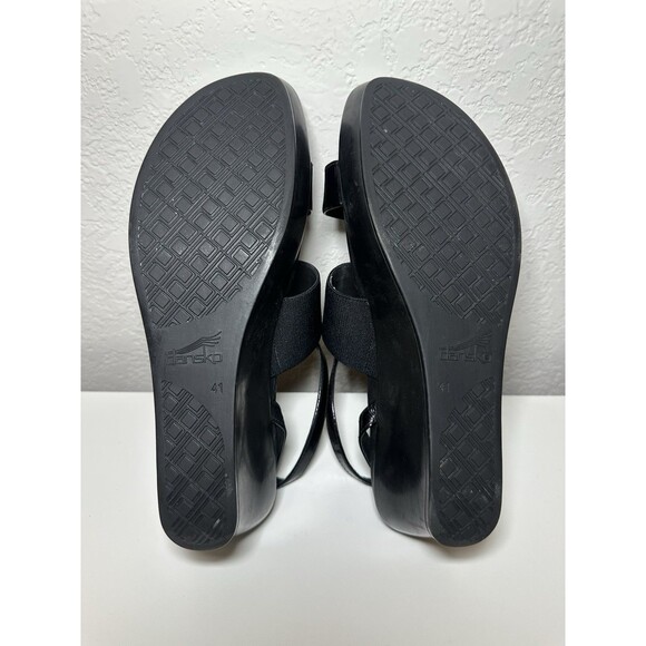 DANSKO Addison Wedge Strappy Black Patent Leather Sandals Women US 10.5-11 EU 41 - Picture 13 of 14